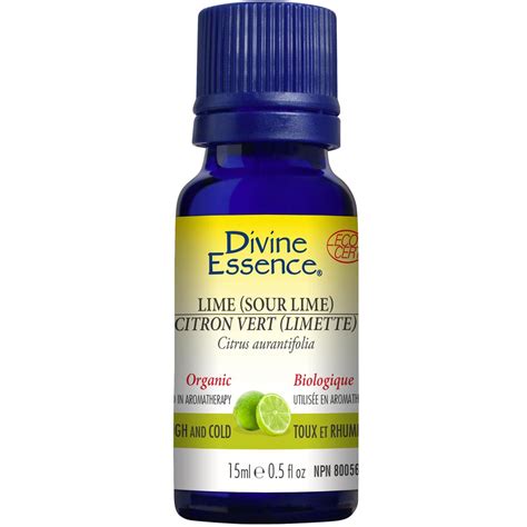 Divine Essence Lime Sour Lime Essential Oil Organic 15ml Vitamart Canada