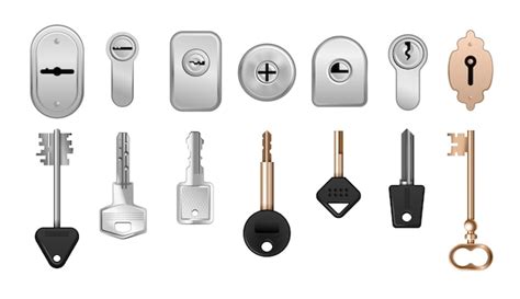 Free Vector Realistic Keys Keyholes Door Locks Icon Set Sets Of Locks