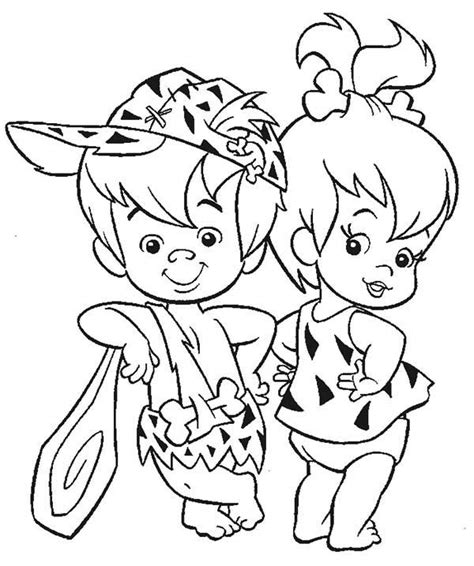 Pebbles And Bamm Bamm Ruble Posing In The Flintstones Coloring Page
