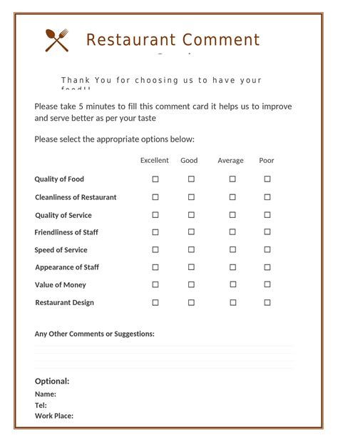 50 Printable Comment Card & Feedback Form Templates ᐅ TemplateLab