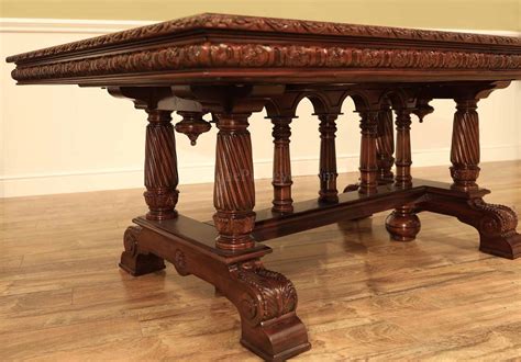 Victorian Carved Medieval Revival Dining Table