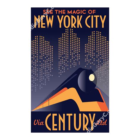 Art Deco New York City Train Travel Poster Studio Gary C