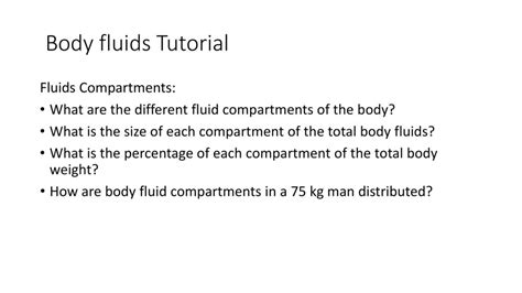 body fluids tutorial fluids compartments ppt download