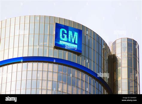 General Motors Logo On The Headquarters Building In Downtown Detroit