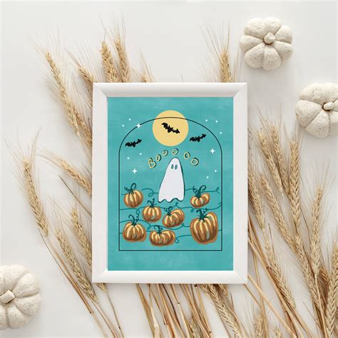 Ghost Print Boho Halloween Decor Spooky Poster Etsy