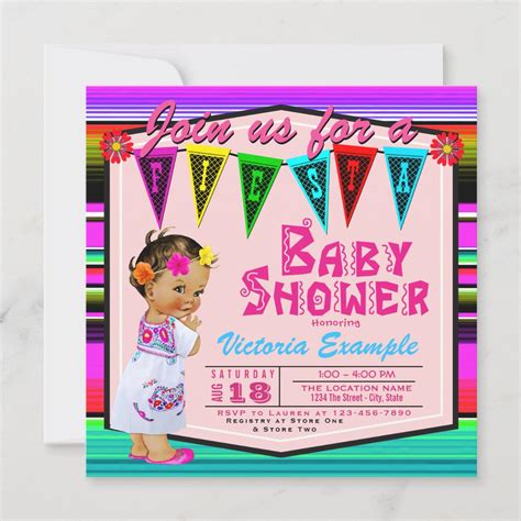 Girls Mexican Fiesta Baby Shower Invitations Zazzle