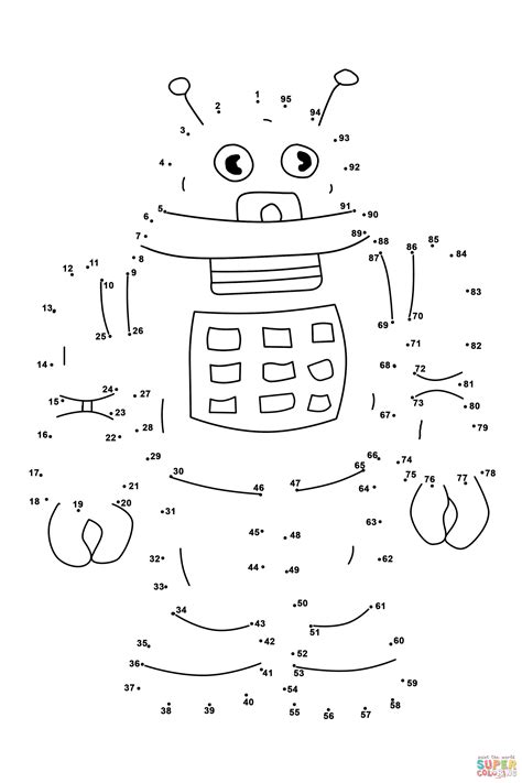Robot Dot To Dot Free Printable Coloring Pages Dot Worksheets Dot