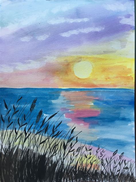 Sunset Watercolor 11x15 My Art Painting Watercolor Landscape