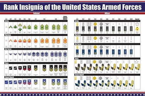 Military Ranks Chart For The Us Military Services In 2021 Military