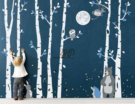 Birch Tree Wall Decal Nursery Wall Decals Tree Forest Wall Decals