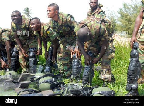 Ghana Armed Forces Soldiers Assemble Riot Gear During Non Lethal Stock