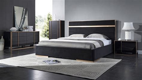 At home furniture mart, we have many options for you if you're looking to purchase contemporary bedroom furniture! Domus Cartier Black & Brush Bronze Bedroom Collection ...