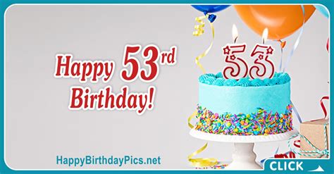 Happy 53rd Birthday With Turquoise Cake Birthday Wishes