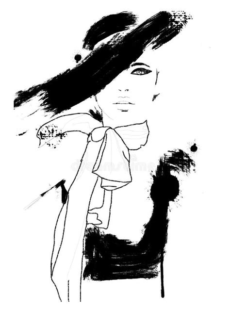 Sketch Fashionabstract Simple Black And White Painting Of Beautiful