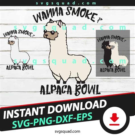 Llama Wana Smoke Alpaca Bowl Svg Llama Funny Weed Svg Png Cut