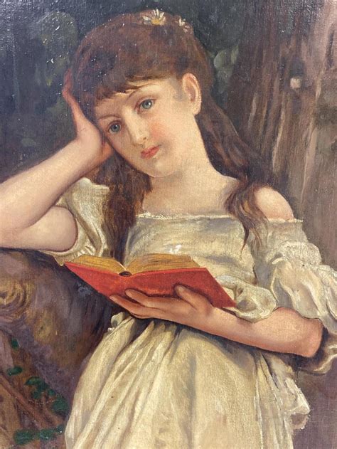 Lot Antique Victorian Girl Portrait Oil Painting