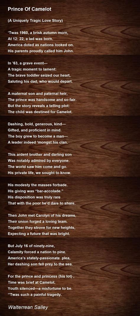 Prince Of Camelot Poem By Walterrean Salley Poem Hunter