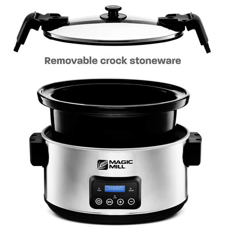 Magic Mill 8 5 Quart Slow Cooker Crock Pot Digital Programmable 20 Hour Timer 3 Cooking