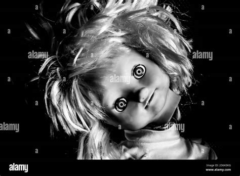 Creepy Girl Doll Face It Seems Like Character Of Horror Movie Angry
