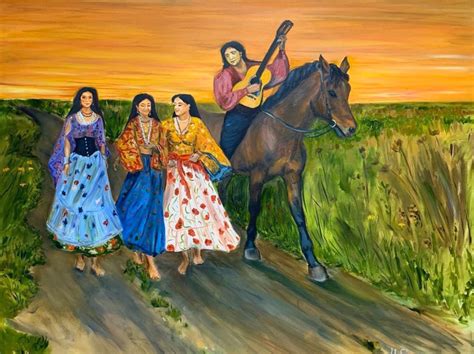 Large 3947 Inch Original Oil Painting Gypsies In The Field Etsy