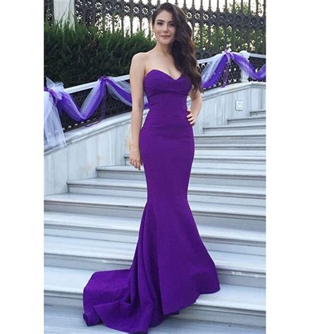 Dark Purple Mermaid Chiffon Prom Dresses Sweetheart Neck Charming Women Dresses On Luulla
