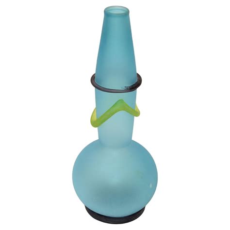 Scandinavian Modern Turquoise Blown Glass Hooped Vase For Sale At 1stdibs