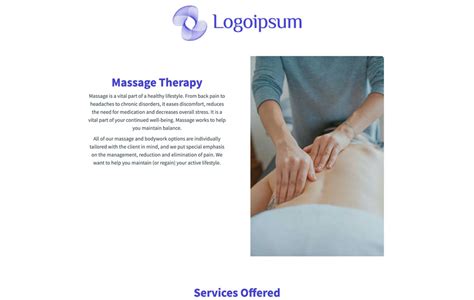 Massage Therapy Landing Page Template Aweber