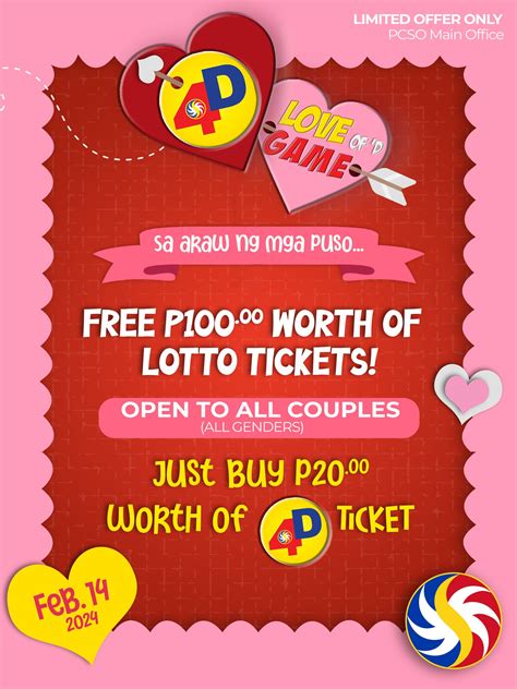 valentine s day treat couples to receive free p100 lotto tickets from pcso