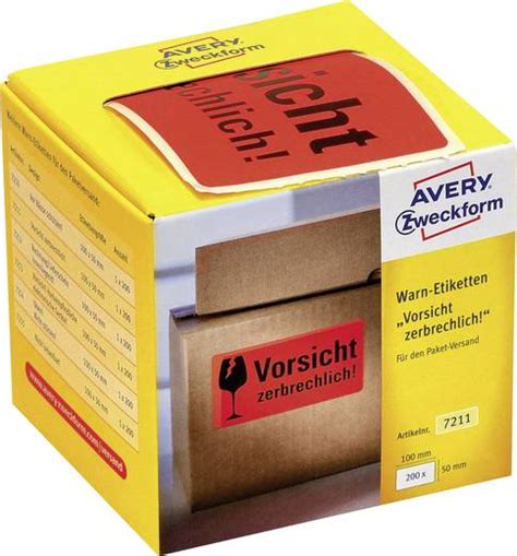 Hiermit stellen sie einfach und effektiv sicher, dass ihre pakete vorsichtig behandelt werden. Avery Zweckform 7211 Warnetiketten, 100 x 50 mm, Aufdruck ...