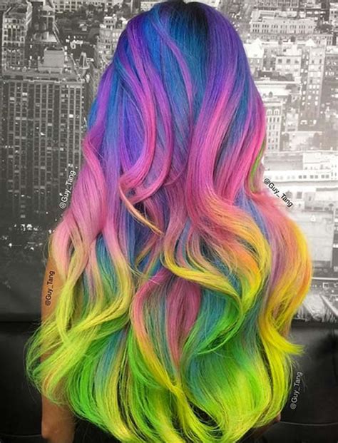 Neon Rainbow Ombre 2017 For Long Hair Hairstyles