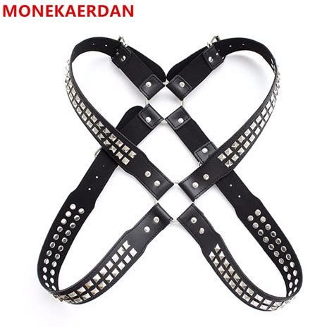 male chest harness bondage slave restraints pu leather belt club wear fetish sex products