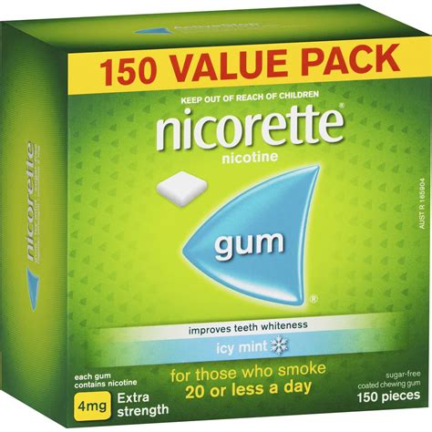 nicorette quit smoking extra strength icy mint gum 4mg 150 pack woolworths