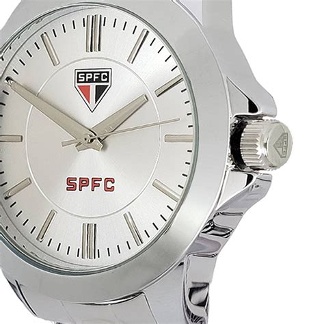 Relógio São Paulo Masculino Ref Spfc 002 4 Futebol Tricolor Prata