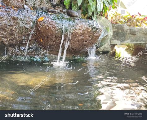 Water Flow Mini Waterfall Stones Green Stock Photo 2149642951