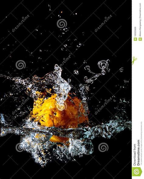 Orange Splashing In The Water Stock Photo Image Of Lemon Explosion