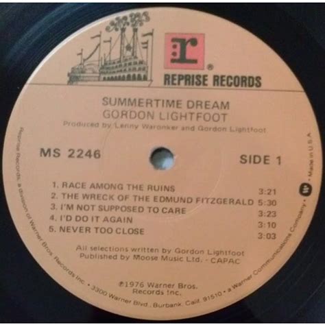 Gordon Lightfoot Summertime Dream Vinyl Lp 1976 Us Original Hhv