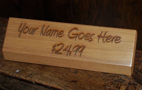 Personalized Wooden Desk Name Plates Inch Solid Adler Wood