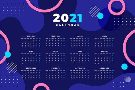 Free Vector Abstract 2021 Calendar Template With Photo