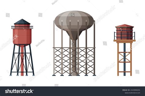 Elevated Water Tower Tank Water Supply Stock Vector Royalty Free