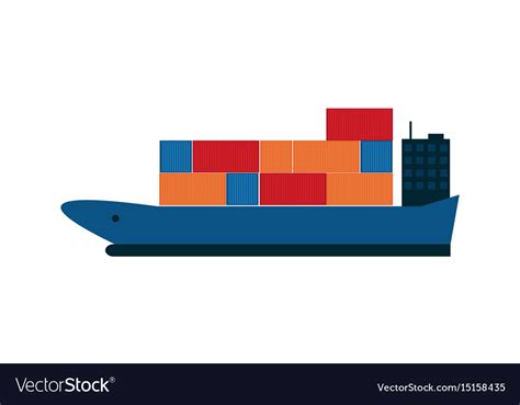 Global Shipping Icon With Container Ship Vector Image