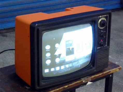 Practical 1970s 1980s 12 Black And White Portable Hitachi Tv In