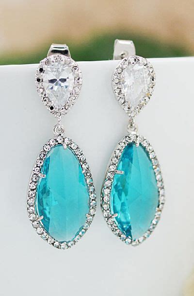 Blue Zircon With Cubic Zirconia Drop Earrings Gorgeous Jewelry