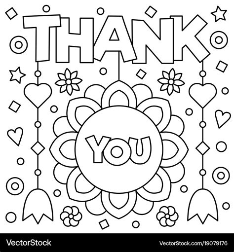 Thank You Coloring Page Royalty Free Vector Image