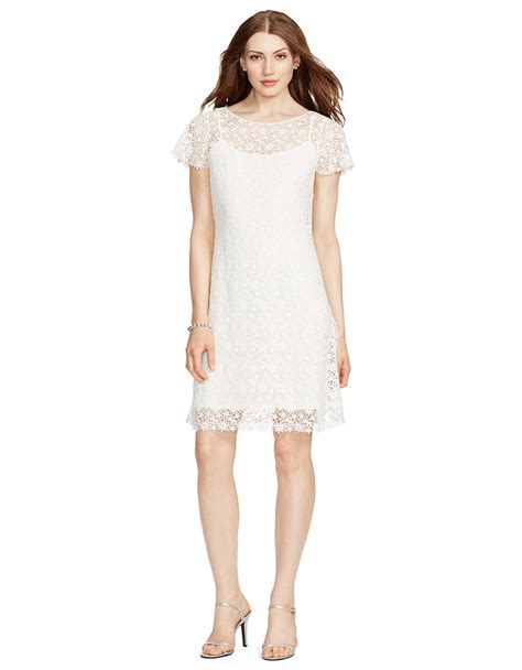 Lauren By Ralph Lauren Crocheted Lace Dress In White Whisper White Lyst