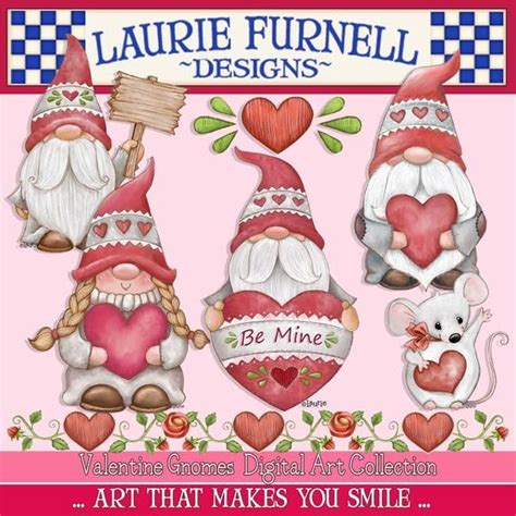 Valentine Gnome Clip Art, Valentine Clip Art, Laurie ...