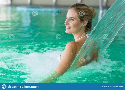 Beautiful Attractive Woman Enjoying Time In Pool Stock Image Image Of
