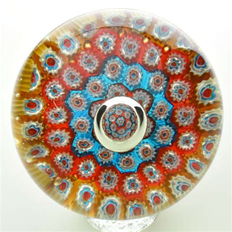 Millefiori Art Glass Paperweight 35 Red Yellow Blue Ebay