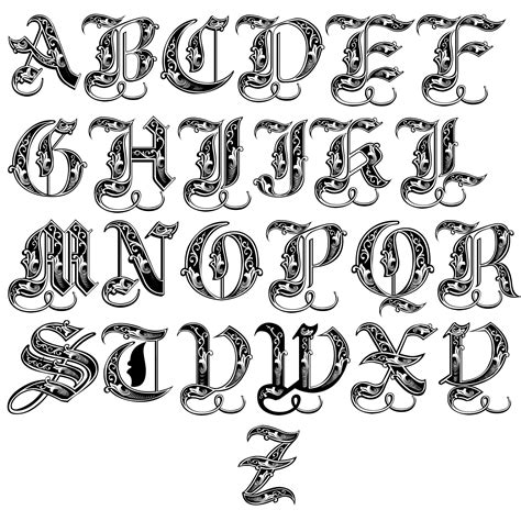 Fantasy Calligraphy Gothic Fancy Calligraphy Alphabet Nagle Dziecko