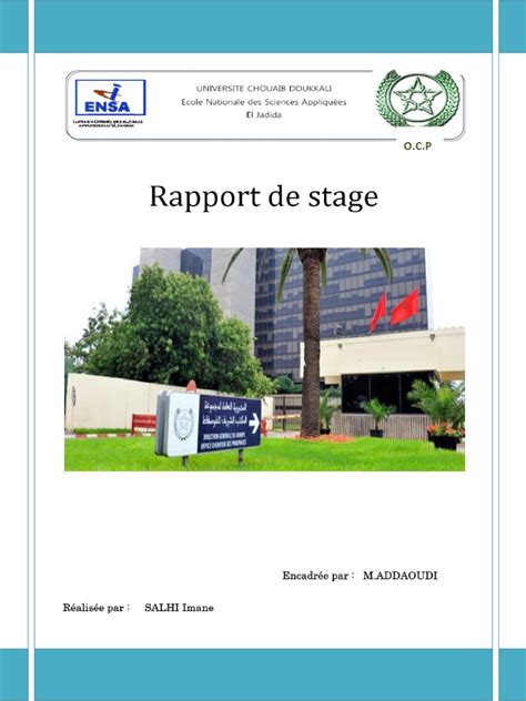 Rapport De Stage Ocp Pdf