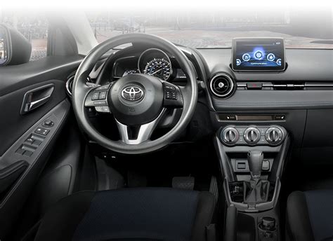 Interior quality and tech features are lacking in the 2014 yaris, with only a usb and auxiliary port available in addition to the standard radio and bluetooth connectivity. 2016 Yaris Sedan Interior - Toyota Canada